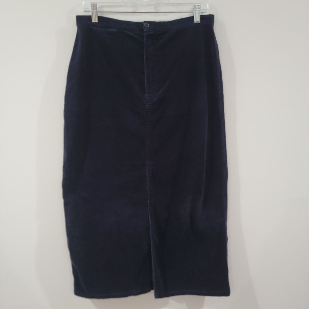 Vintage Carolina Blues Womens Maxi Velvet Skirt‎ Size 12 Stretch Blue